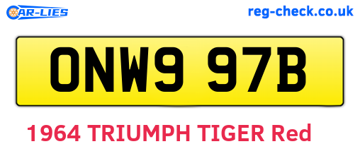 ONW997B are the vehicle registration plates.