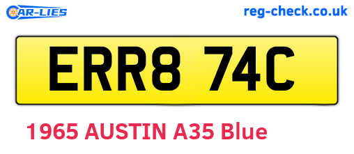 ERR874C are the vehicle registration plates.