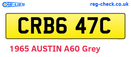 CRB647C are the vehicle registration plates.