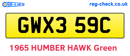 GWX359C are the vehicle registration plates.