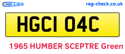 HGC104C are the vehicle registration plates.