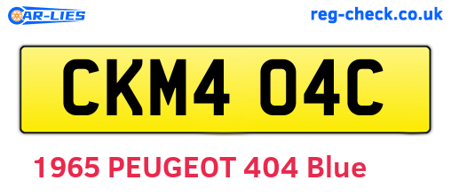 CKM404C are the vehicle registration plates.