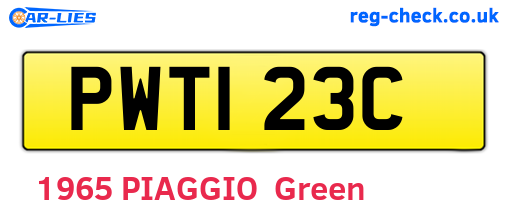 PWT123C are the vehicle registration plates.