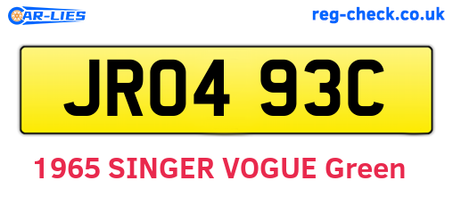 JRO493C are the vehicle registration plates.