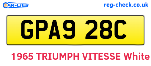 GPA928C are the vehicle registration plates.