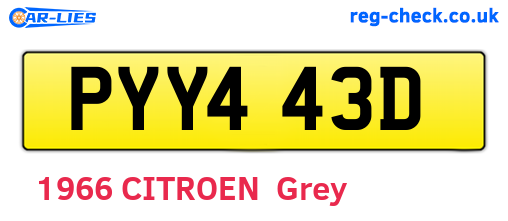 PYY443D are the vehicle registration plates.