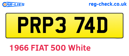 PRP374D are the vehicle registration plates.