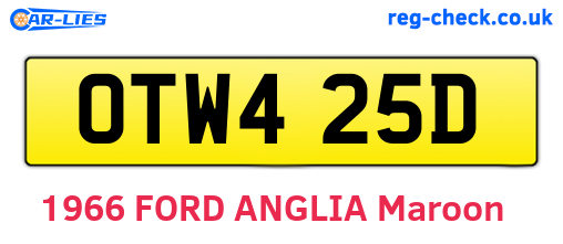 OTW425D are the vehicle registration plates.