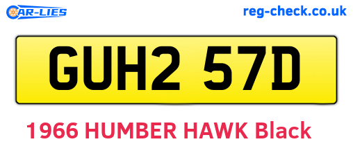 GUH257D are the vehicle registration plates.
