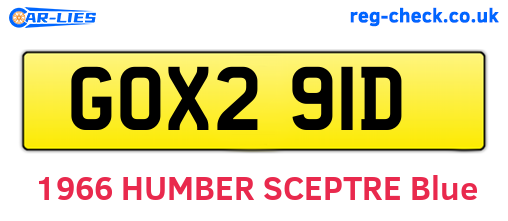GOX291D are the vehicle registration plates.