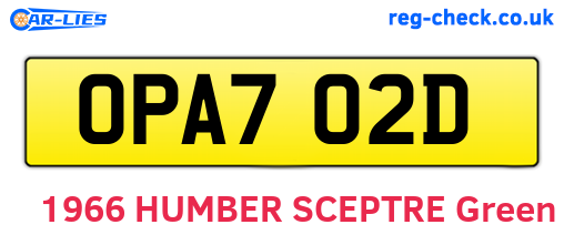 OPA702D are the vehicle registration plates.