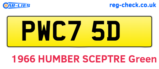 PWC75D are the vehicle registration plates.