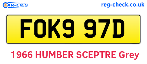 FOK997D are the vehicle registration plates.