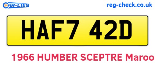 HAF742D are the vehicle registration plates.