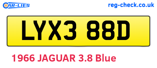 LYX388D are the vehicle registration plates.