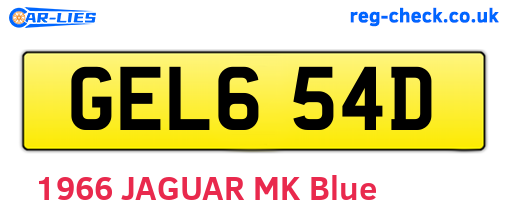 GEL654D are the vehicle registration plates.