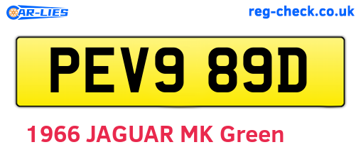 PEV989D are the vehicle registration plates.