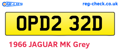 OPD232D are the vehicle registration plates.