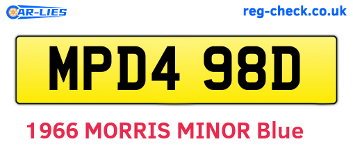 MPD498D are the vehicle registration plates.