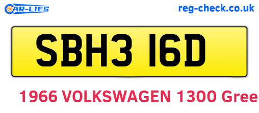 SBH316D are the vehicle registration plates.