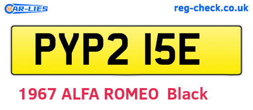 PYP215E are the vehicle registration plates.