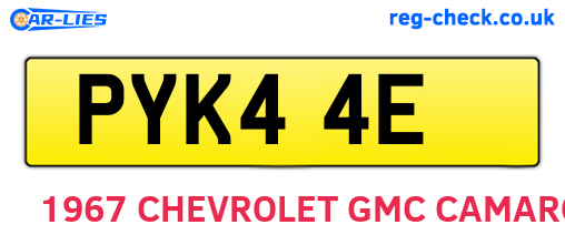 PYK44E are the vehicle registration plates.