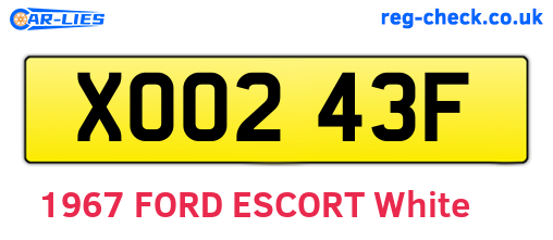 XOO243F are the vehicle registration plates.