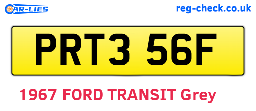 PRT356F are the vehicle registration plates.