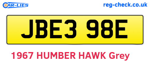 JBE398E are the vehicle registration plates.