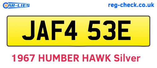 JAF453E are the vehicle registration plates.