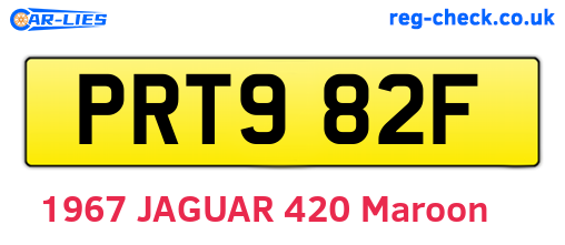 PRT982F are the vehicle registration plates.