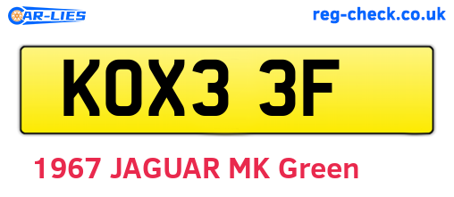KOX33F are the vehicle registration plates.