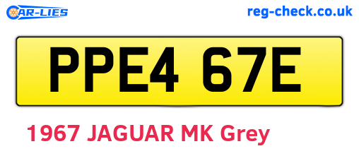 PPE467E are the vehicle registration plates.