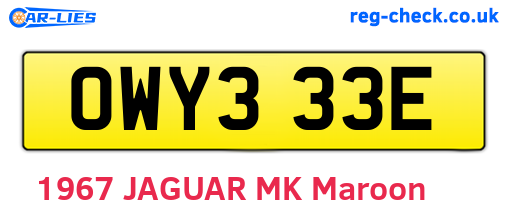 OWY333E are the vehicle registration plates.