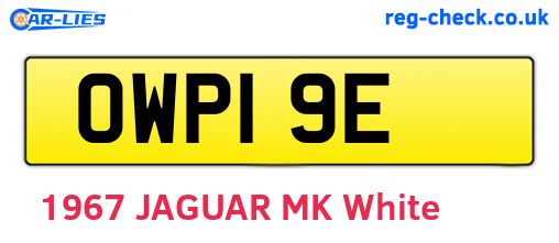 OWP19E are the vehicle registration plates.