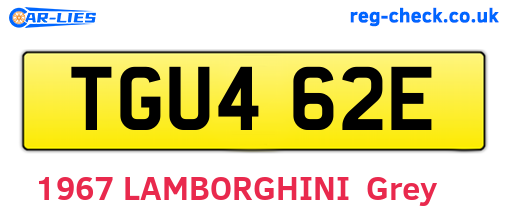 TGU462E are the vehicle registration plates.