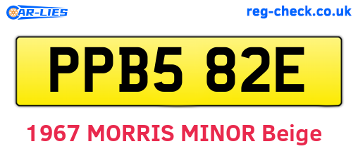 PPB582E are the vehicle registration plates.