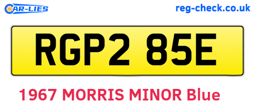 RGP285E are the vehicle registration plates.