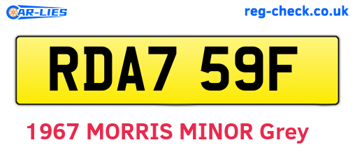 RDA759F are the vehicle registration plates.