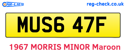 MUS647F are the vehicle registration plates.