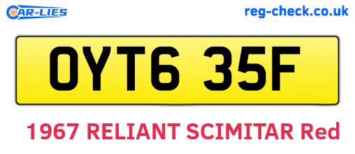 OYT635F are the vehicle registration plates.