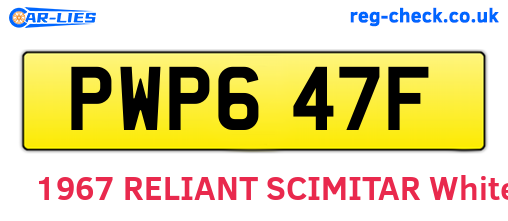 PWP647F are the vehicle registration plates.