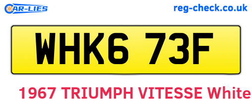 WHK673F are the vehicle registration plates.