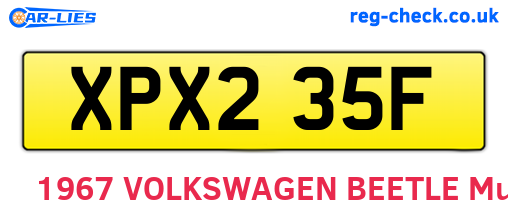 XPX235F are the vehicle registration plates.