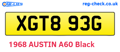 XGT893G are the vehicle registration plates.