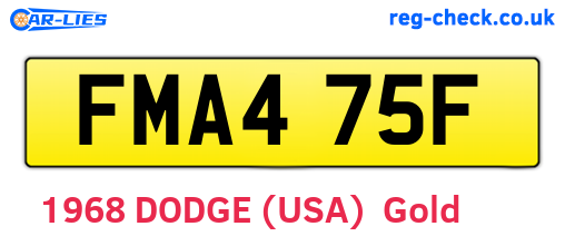 FMA475F are the vehicle registration plates.