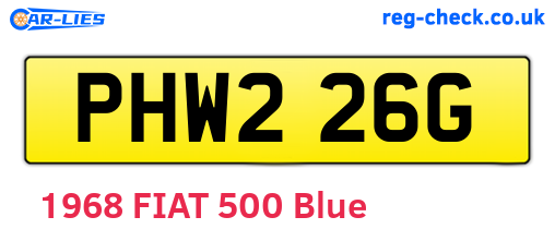 PHW226G are the vehicle registration plates.