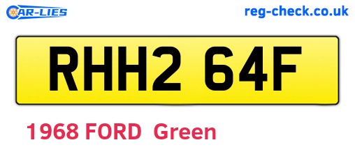 RHH264F are the vehicle registration plates.
