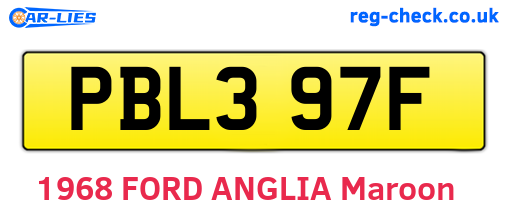 PBL397F are the vehicle registration plates.
