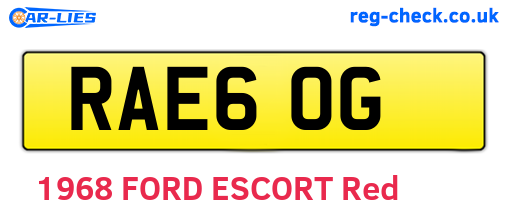RAE60G are the vehicle registration plates.